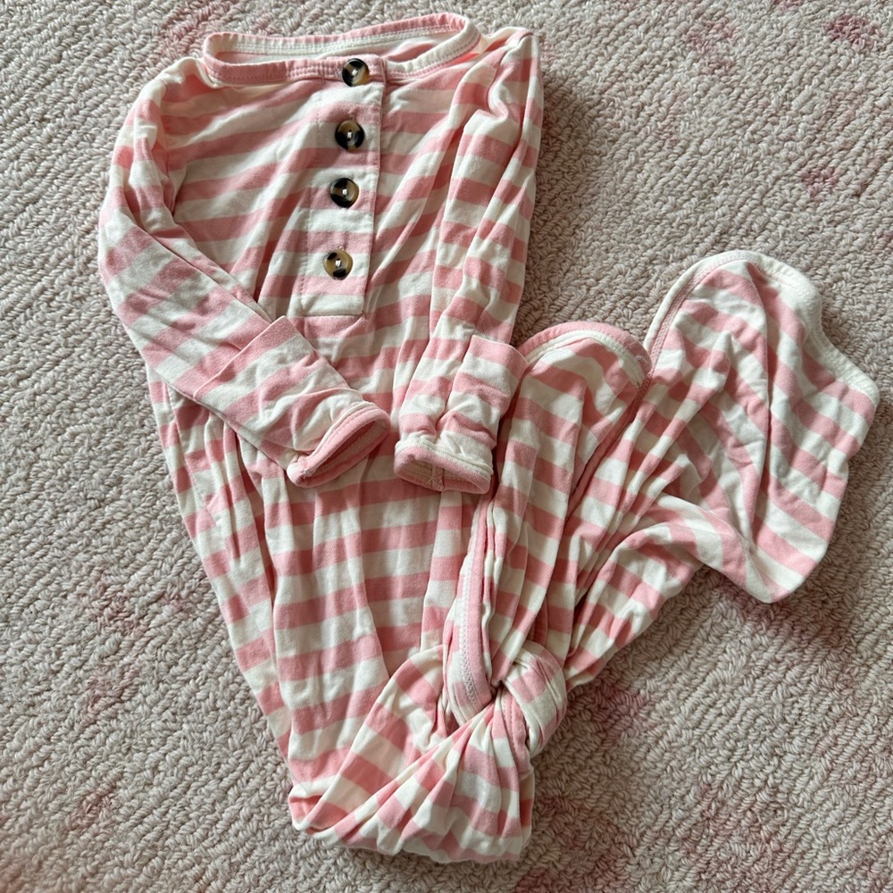 Lou Lou and a company newborn gown EUC Alison pink stripe
